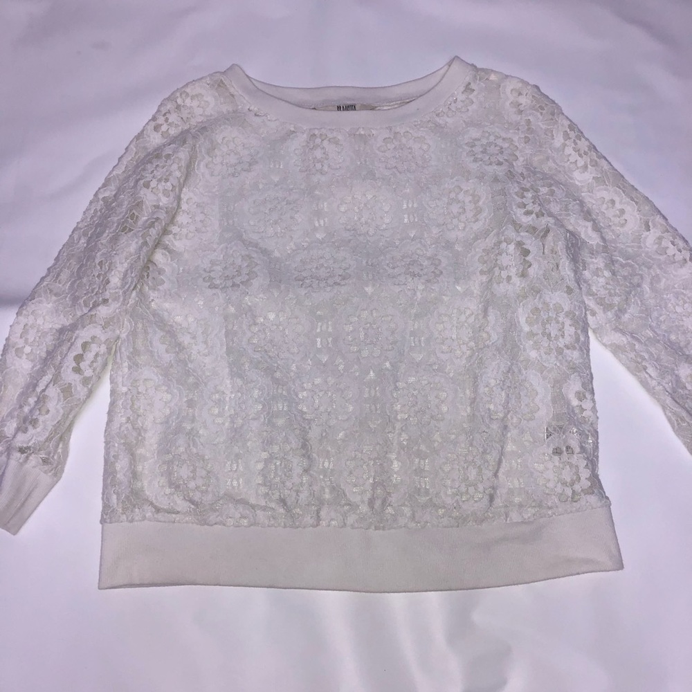 White lace sheer sweater
